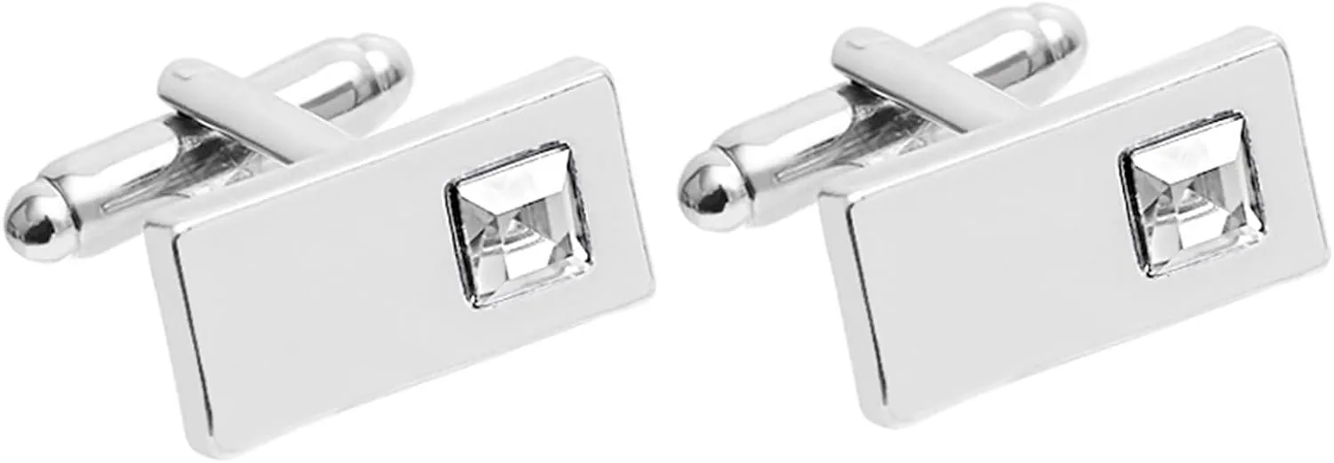 Best Man Cufflinks and Tie Clip, Men's Cufflinks Set Rectangle with Cubic Zirconia Copper