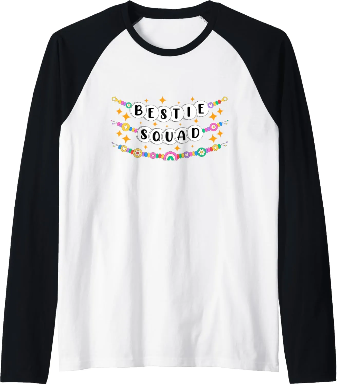 Bestie Squad Friendship Bracelet Besties BFF Best Friends Raglan Baseball Tee
