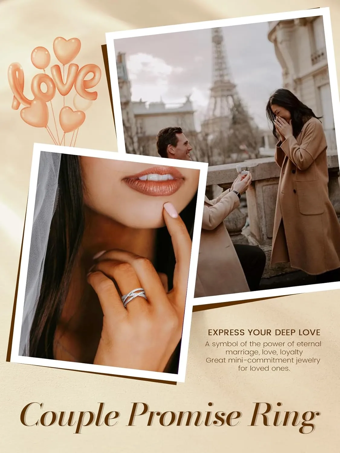 Bestyle 925 Sterling Silver Simulated Diamond CZ Criss Cross Ring for Women, Infinity Love Statement Rings CZ Eternity Engagement Wedding Band Ring for Her