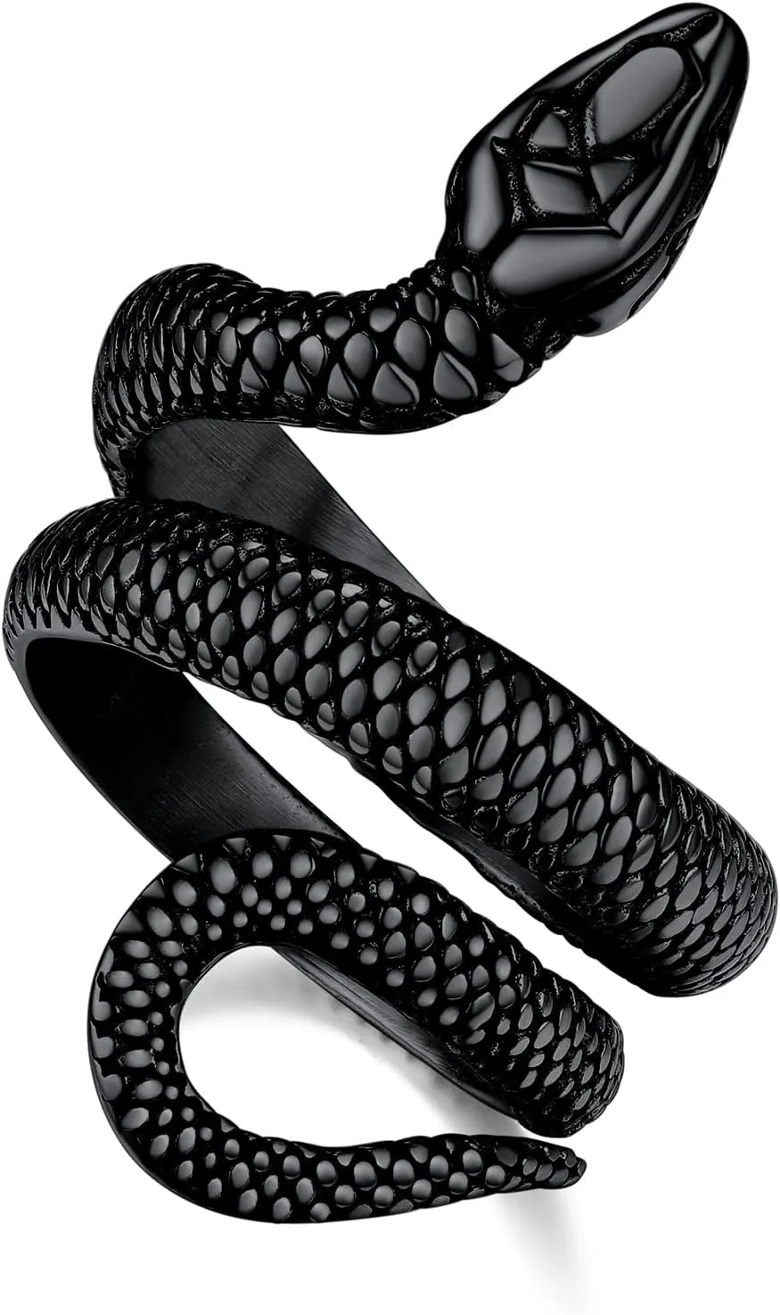 Bestyle Punk Gothic Snake Rings for Men Women, Stainless Steel/Gold/Black Serpent Finger Wrap Ring, Cool Statement Biker Rings Retro Costumes Jewelry, Size #7-#12