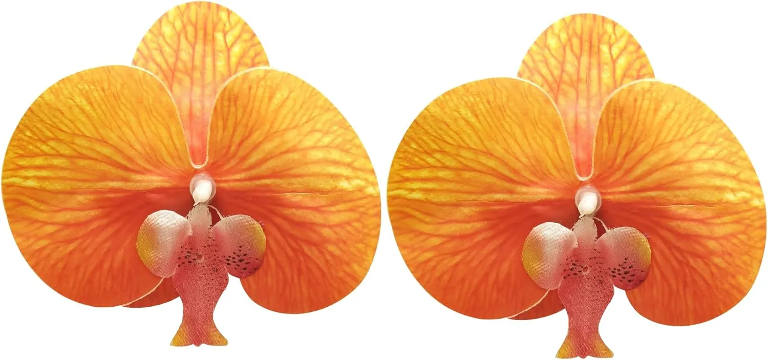 Big Flower Earrings for Women - Artificial Bohemian Butterfly Orchid Large Flower Ear Studs