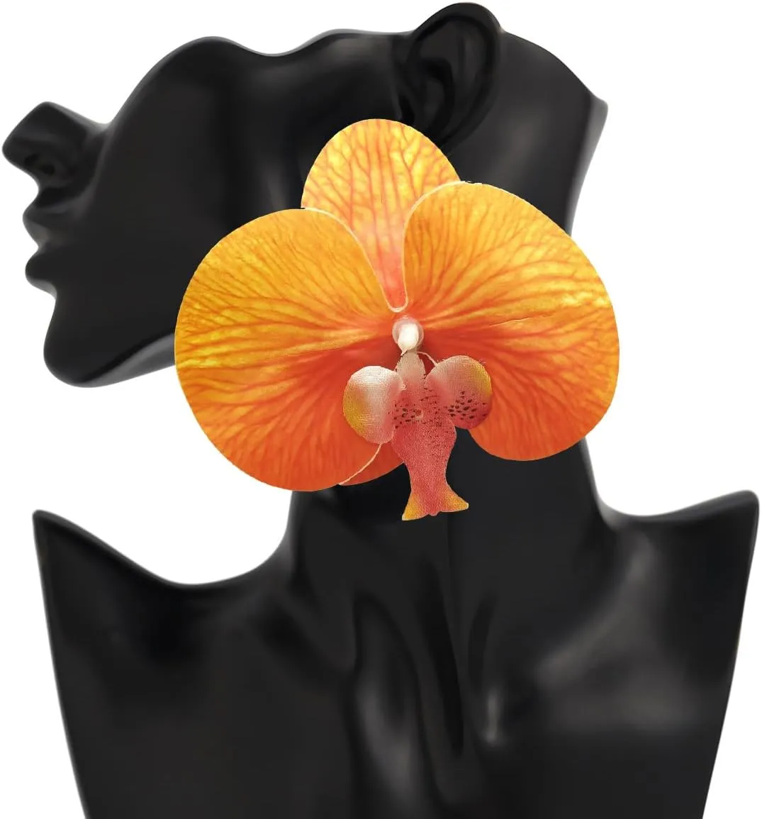 Big Flower Earrings for Women - Artificial Bohemian Butterfly Orchid Large Flower Ear Studs
