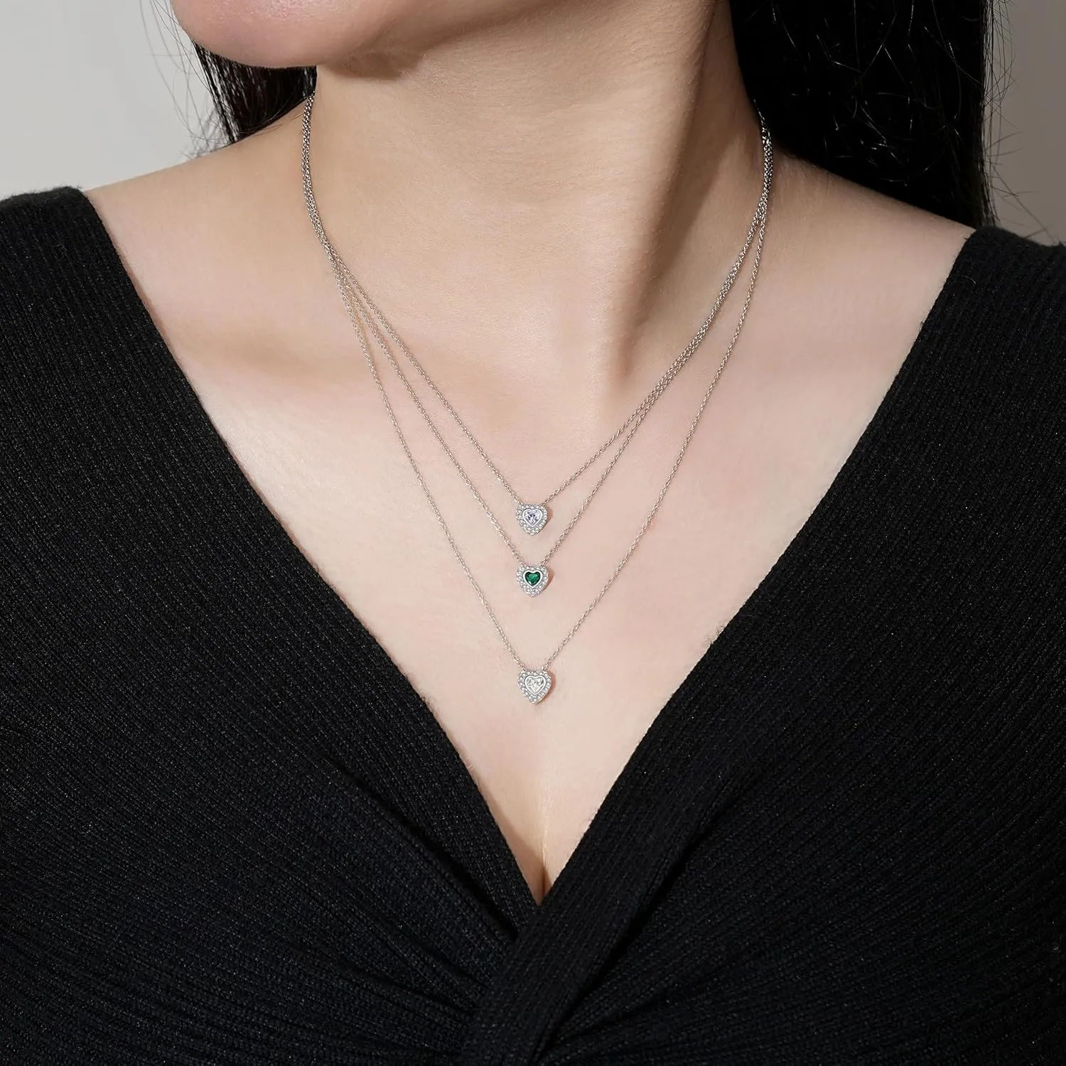 Birthstone Choker Necklaces for Women: Sterling Silver Heart Shaped Birthstones Necklace Cubic Zirconia Heart Gemstone Pendant - Fine Jewelry Birthday Mother's Day Jewelry Gifts