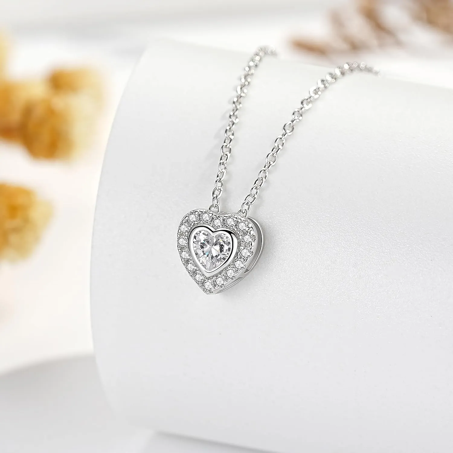 Birthstone Choker Necklaces for Women: Sterling Silver Heart Shaped Birthstones Necklace Cubic Zirconia Heart Gemstone Pendant - Fine Jewelry Birthday Mother's Day Jewelry Gifts