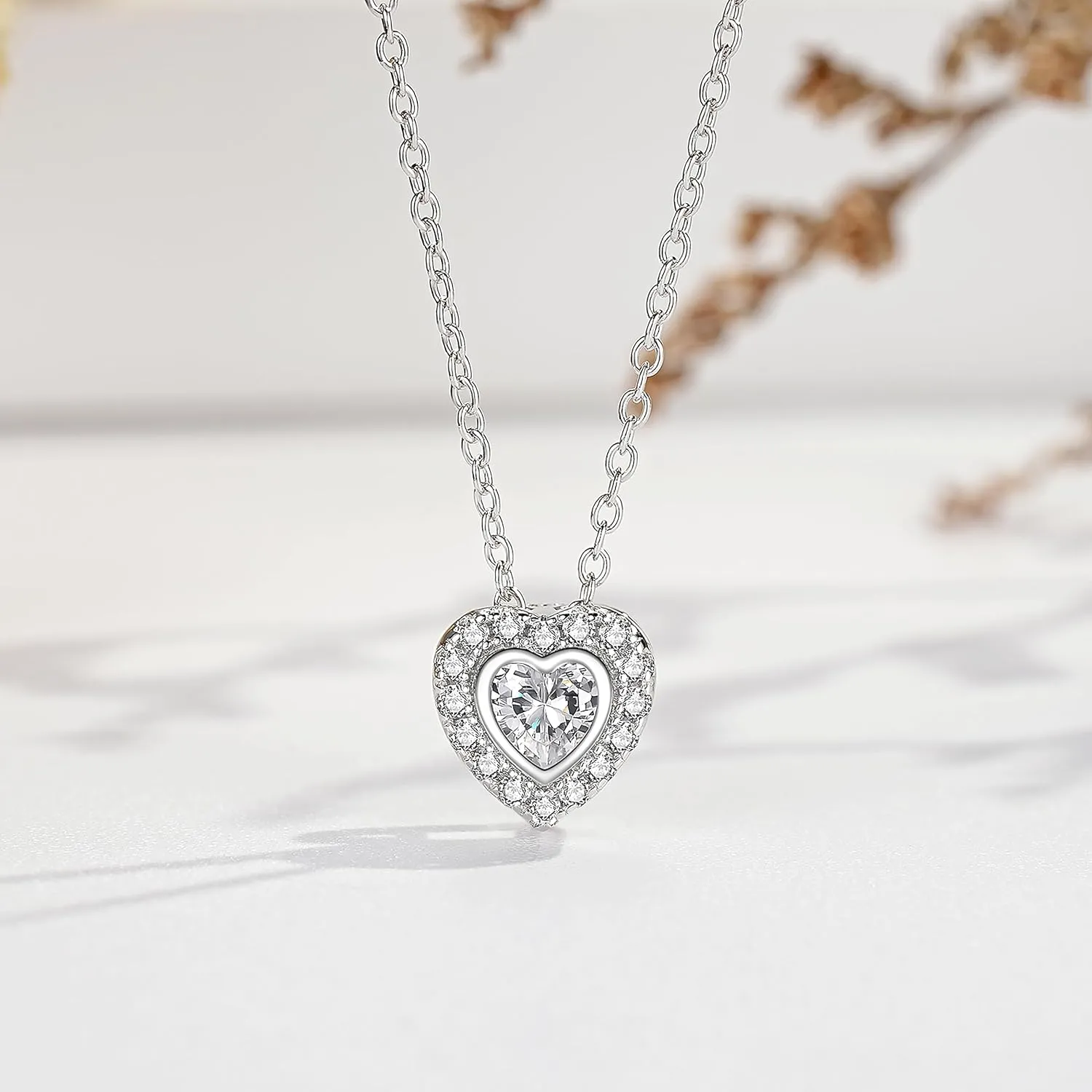 Birthstone Choker Necklaces for Women: Sterling Silver Heart Shaped Birthstones Necklace Cubic Zirconia Heart Gemstone Pendant - Fine Jewelry Birthday Mother's Day Jewelry Gifts