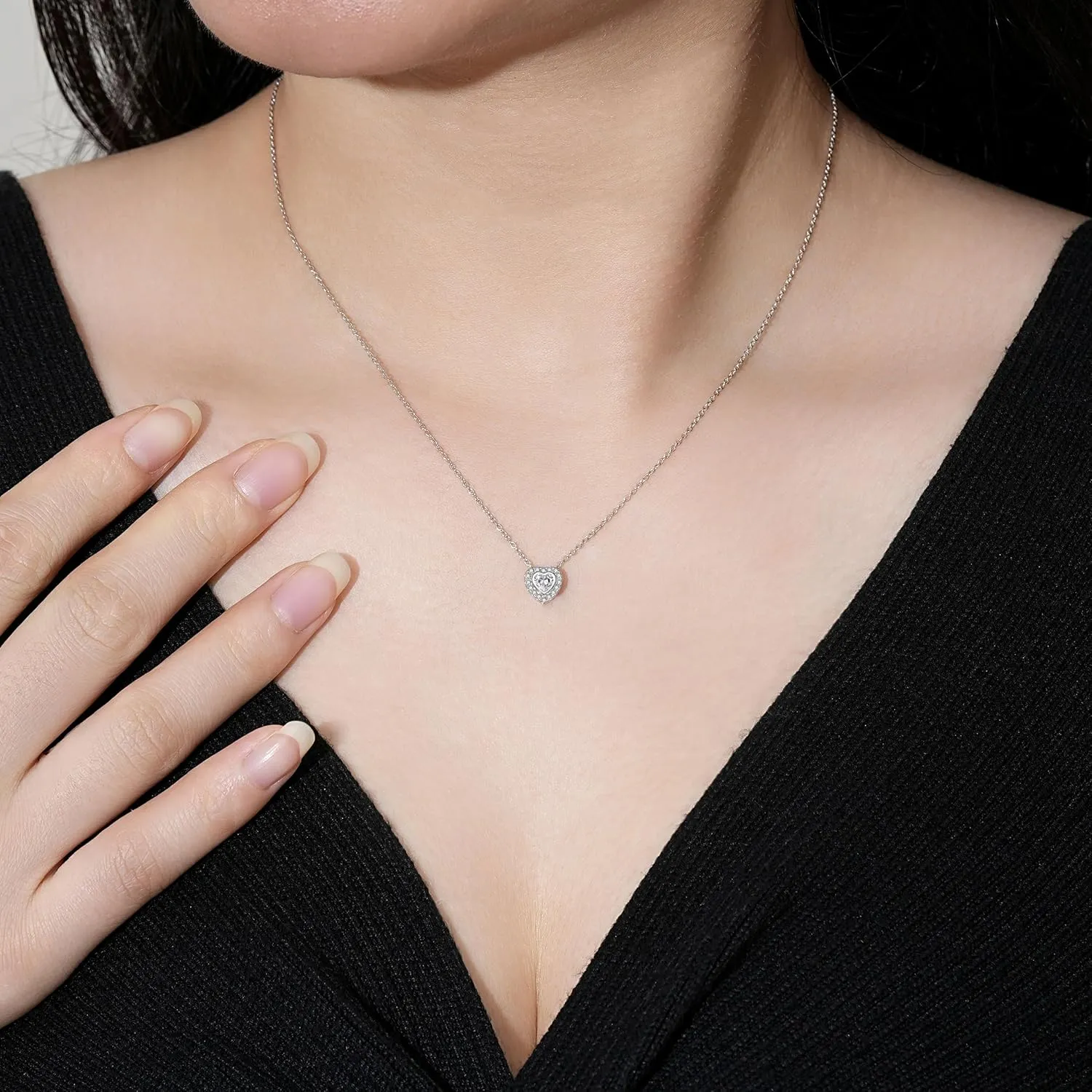 Birthstone Choker Necklaces for Women: Sterling Silver Heart Shaped Birthstones Necklace Cubic Zirconia Heart Gemstone Pendant - Fine Jewelry Birthday Mother's Day Jewelry Gifts