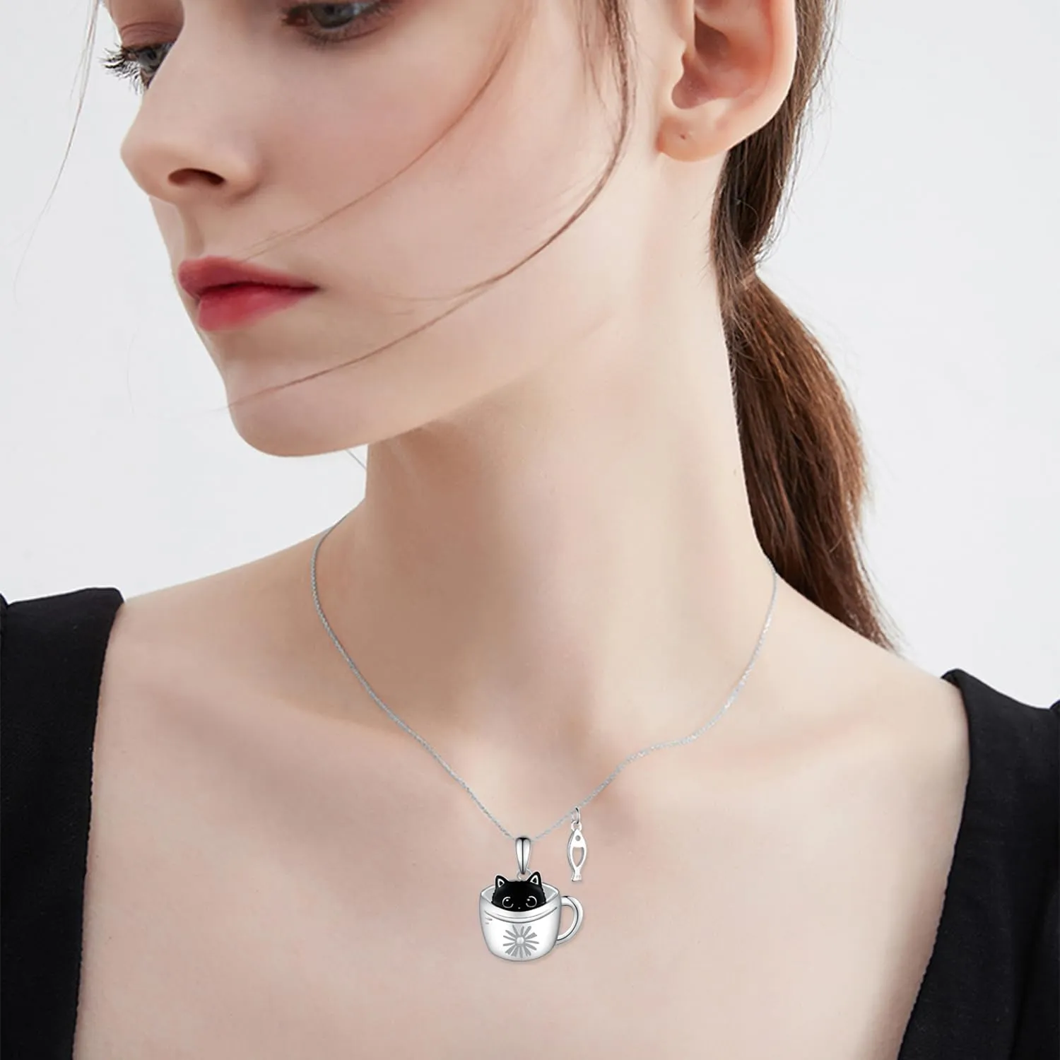 Black Cat/Pug/Boston Terrier/Capybara/Yorkie/Beagle/Maltese/Corgi Necklace 925 Sterling Silver Cute Animal Jewelry for Women