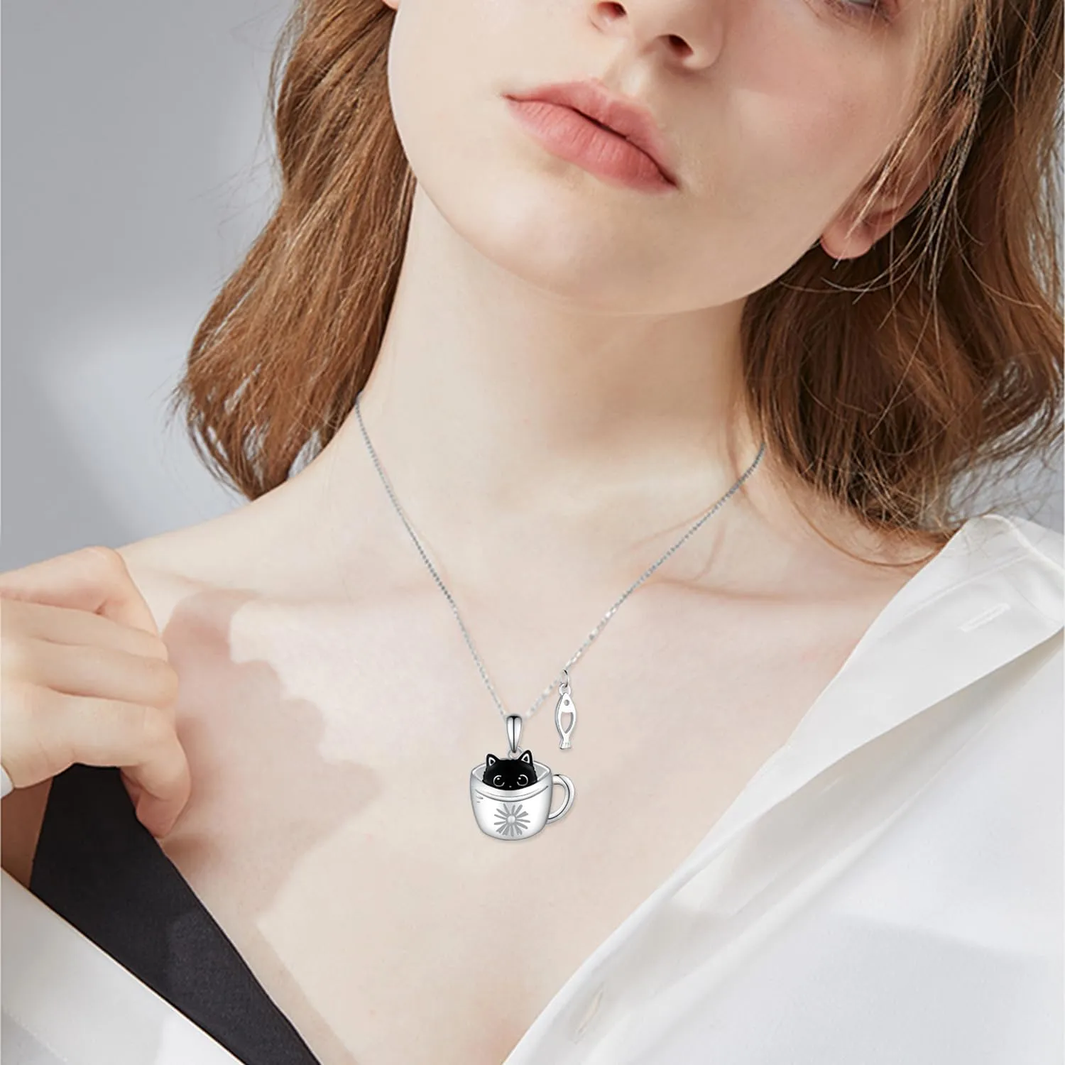 Black Cat/Pug/Boston Terrier/Capybara/Yorkie/Beagle/Maltese/Corgi Necklace 925 Sterling Silver Cute Animal Jewelry for Women