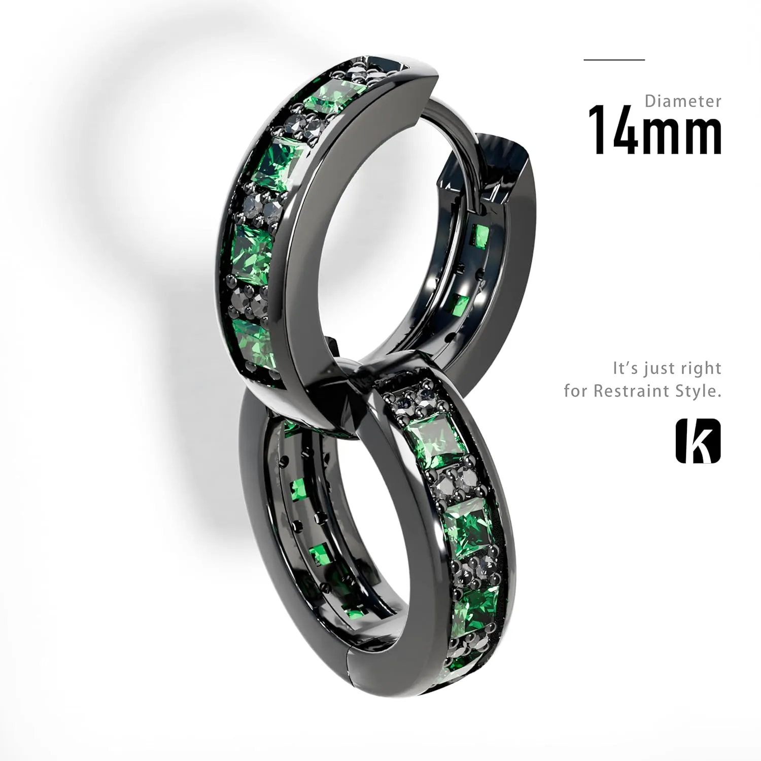 Black Hoop Earrings for Men Garnet Sapphire Emerald Black Diamond Huggie Earrings Men Women Cubic Zirconia Hypoallergenic Jewelry Gift