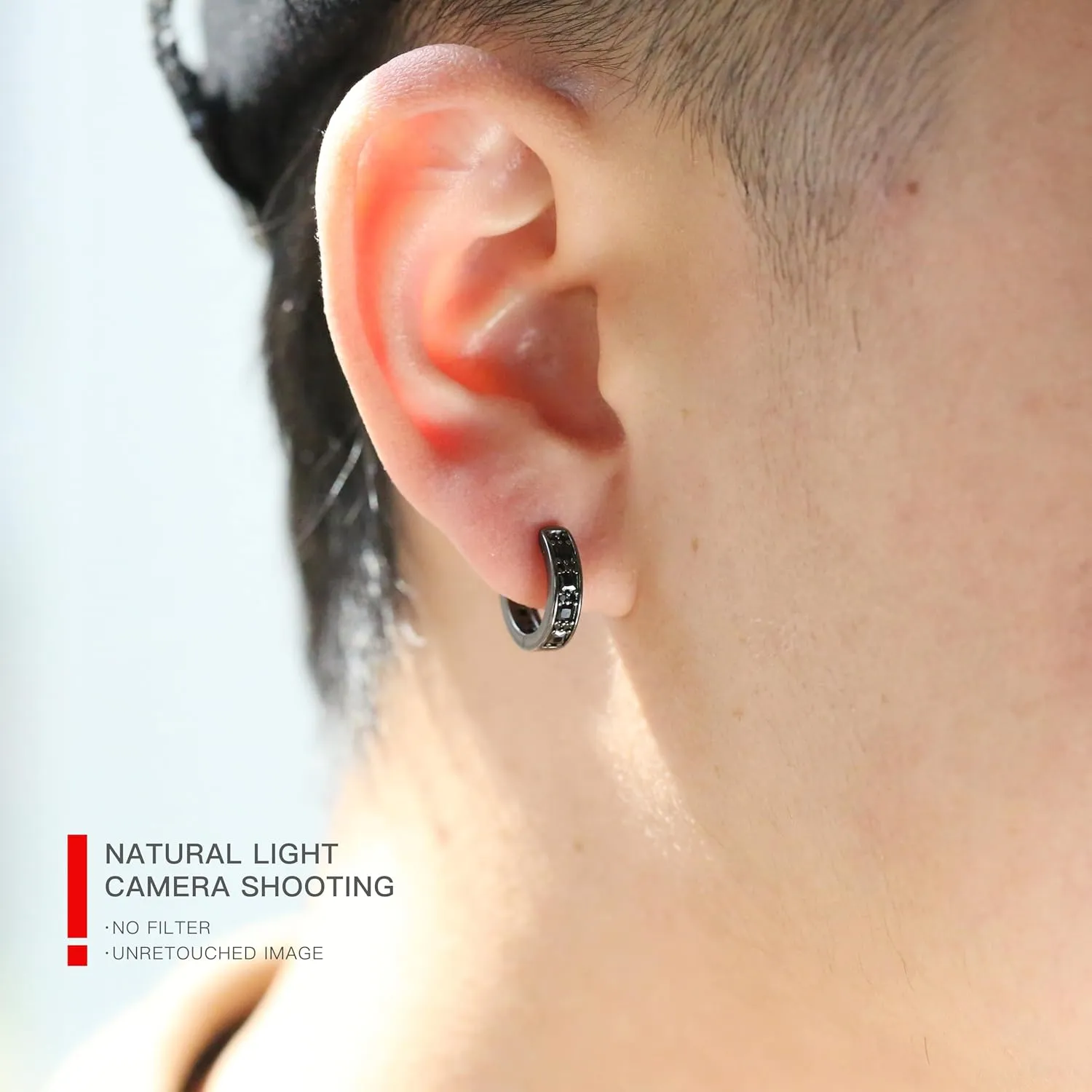 Black Hoop Earrings for Men Garnet Sapphire Emerald Black Diamond Huggie Earrings Men Women Cubic Zirconia Hypoallergenic Jewelry Gift