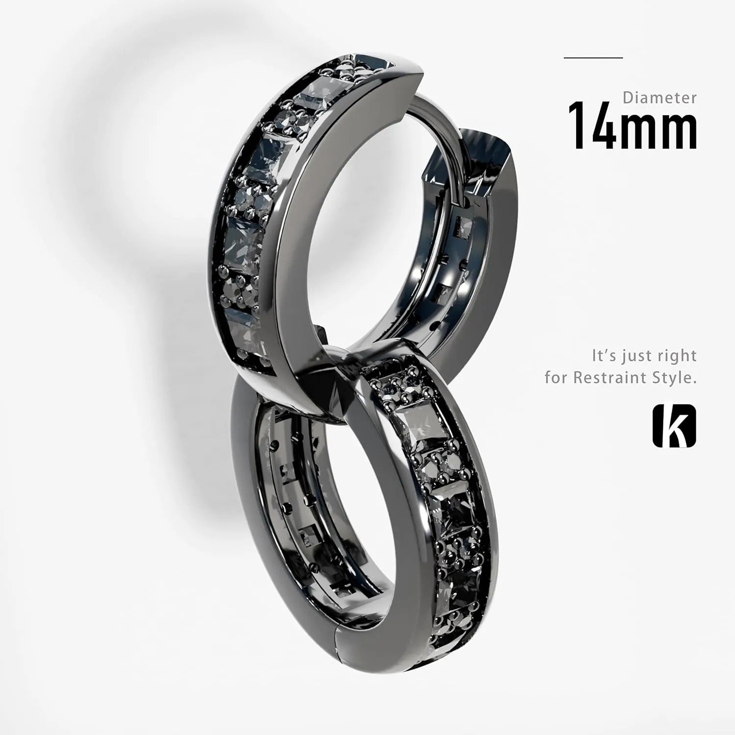 Black Hoop Earrings for Men Garnet Sapphire Emerald Black Diamond Huggie Earrings Men Women Cubic Zirconia Hypoallergenic Jewelry Gift