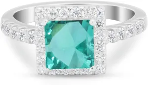 Blue Apple Co. Art Deco Princess Cut Cubic Zirconia Halo Vintage Style Fashion Statement Wedding Engagement Rings For Women 925 Sterling Silver Gifts For Her