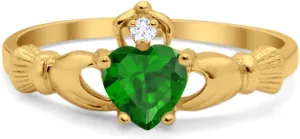 Blue Apple Co. Irish Claddagh Heart Promise Ring Lab Created Round CZ 925 Sterling Silver Choose Color