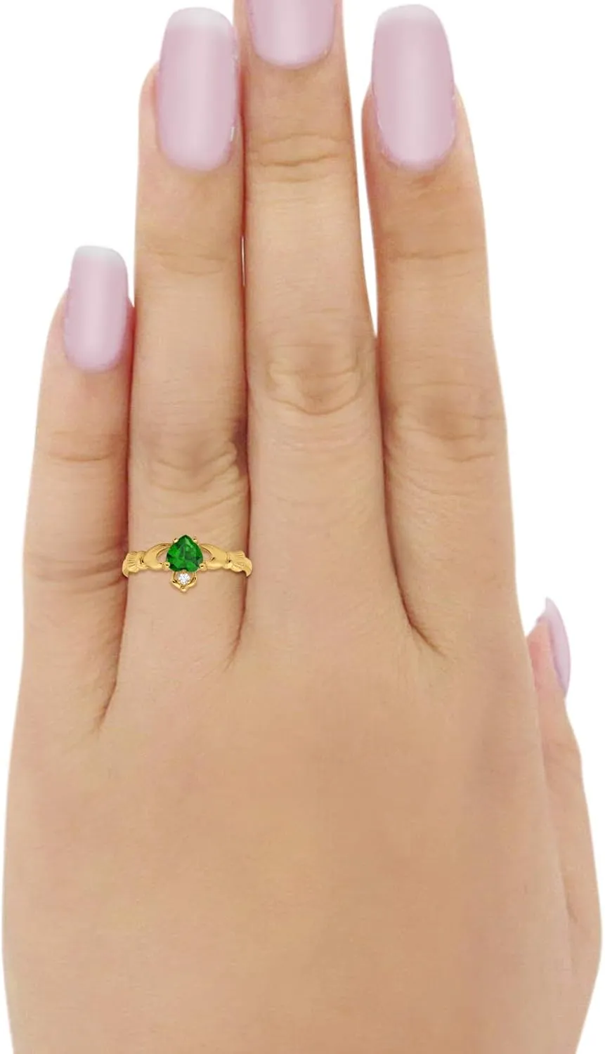 Blue Apple Co. Irish Claddagh Heart Promise Ring Lab Created Round CZ 925 Sterling Silver Choose Color