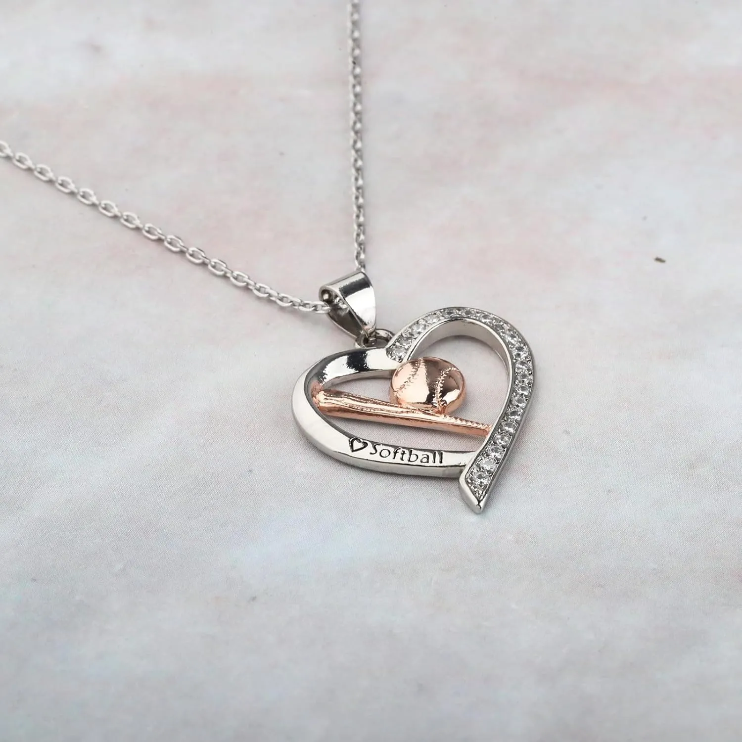 BNQL Girls Softball Necklace - Softball Charm Jewelry Gift for Players