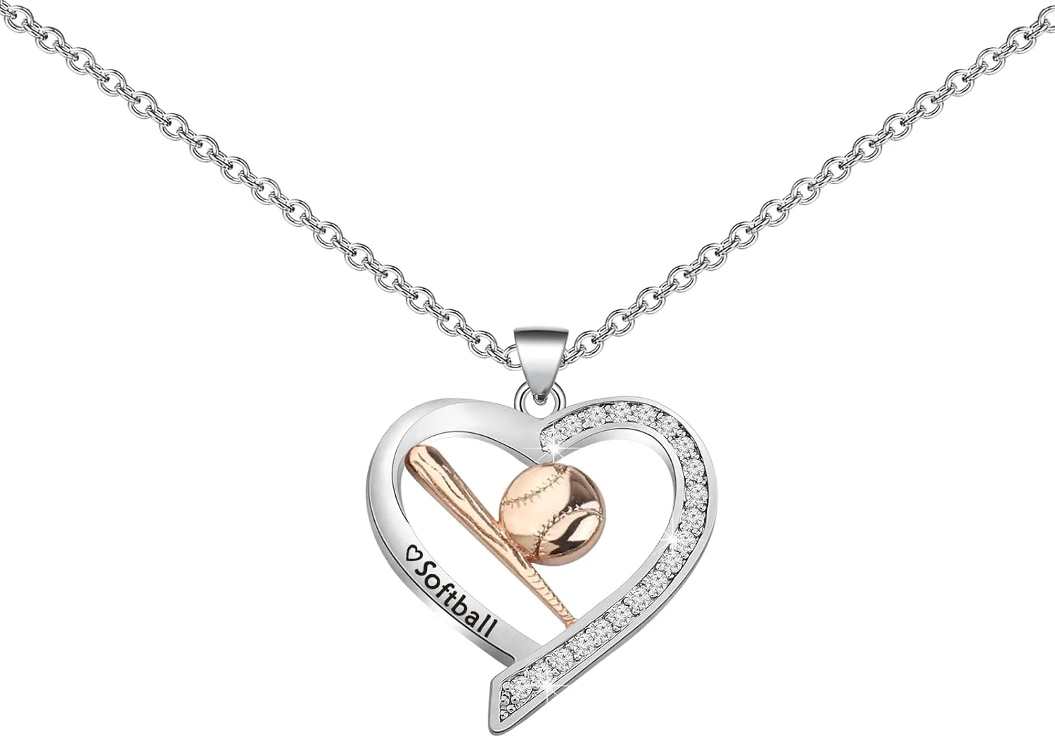 BNQL Girls Softball Necklace - Softball Charm Jewelry Gift for Players