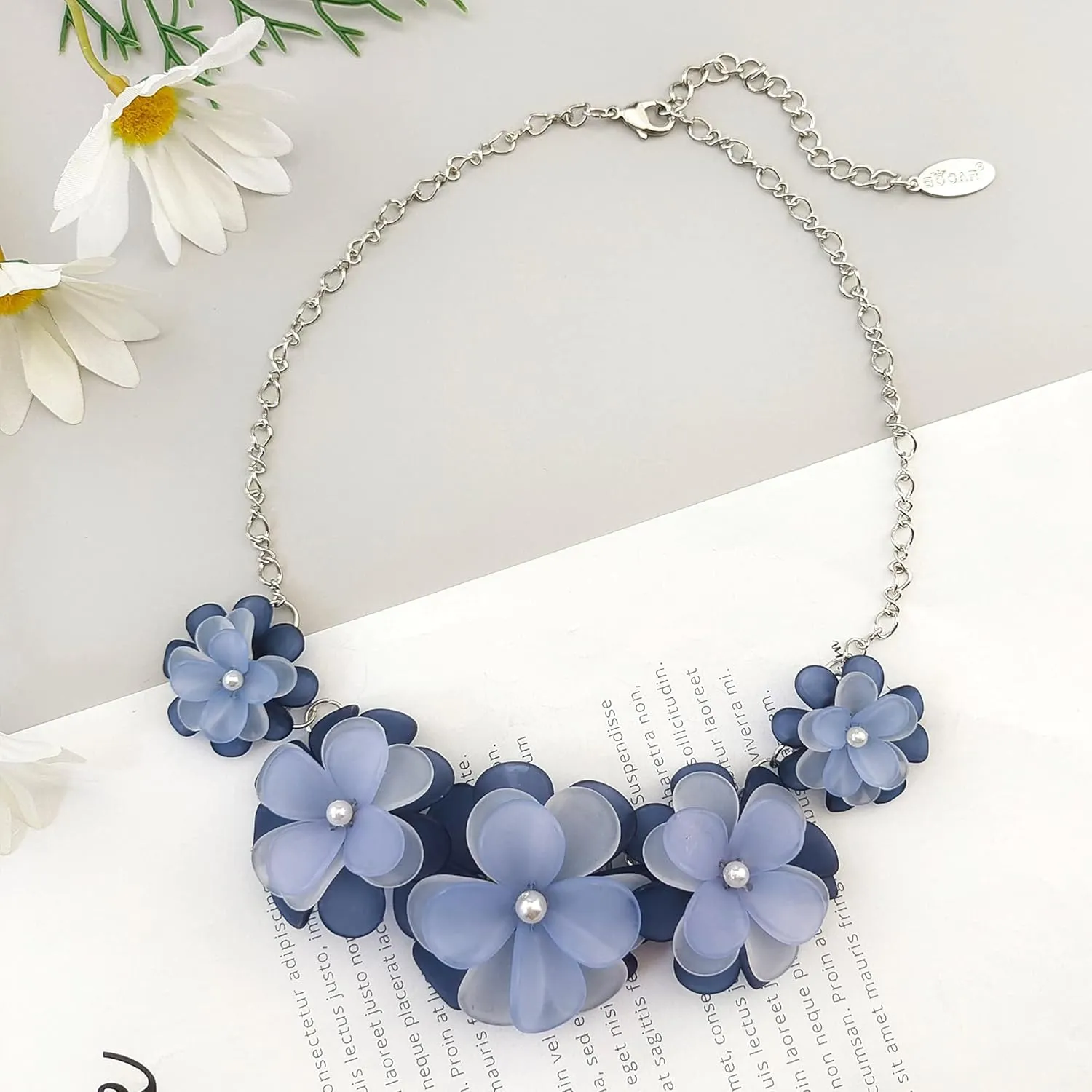 Bocar Flower Collar Necklace, Floral Flower Summer Beach Statement Choker Necklaces for Women and Teen Girls, Handmade Women Jewelry Party Gift