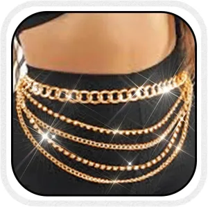 Bodiy Multilayer Waist Chain Belt Cuban Crystal Sparkly Belly Chains Rave Body Jewelry Accessories for Women and Girls