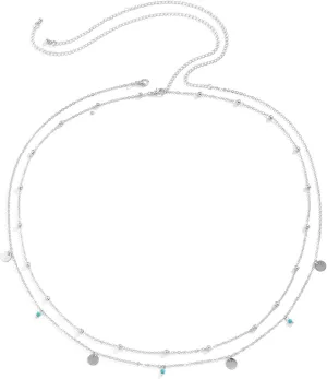 Body Chain Gold Silver Belly Chain Pearls Rhinestone Sequins Waist Chain Adjustable Layered Chain Belt Sexy Bikini Body Chain Jewelry for Women