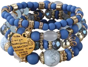 Bohemian Beaded Stretch Bracelet Set Boho Crystal Bracelet Mother's Day Birthday Jewelry Gifts for Women Mom Grandma