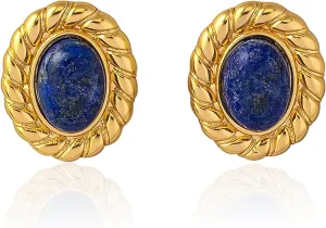 Bohemian Floral Filigree Gold Plated Turquoise Lapis Lazuli Drop Dangle Earrings, 925 Sterling Silver Durable Hook Earrings, Retro Jewelry Gift for Mother Women
