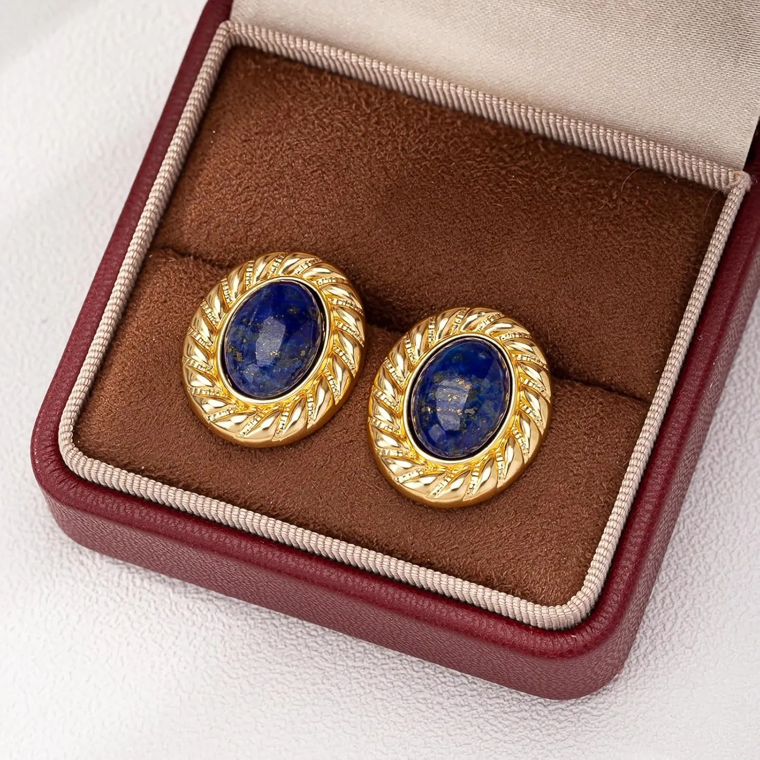 Bohemian Floral Filigree Gold Plated Turquoise Lapis Lazuli Drop Dangle Earrings, 925 Sterling Silver Durable Hook Earrings, Retro Jewelry Gift for Mother Women