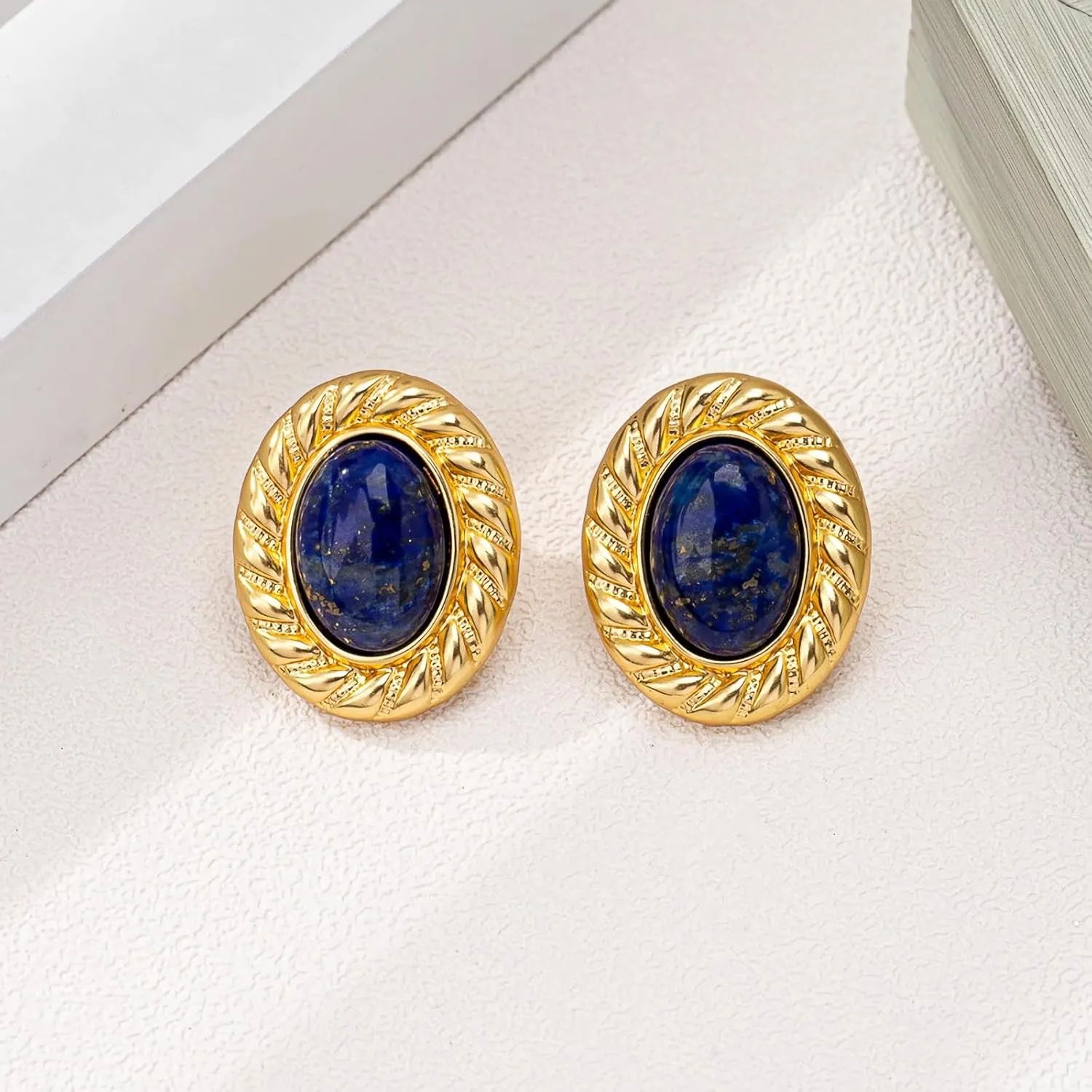 Bohemian Floral Filigree Gold Plated Turquoise Lapis Lazuli Drop Dangle Earrings, 925 Sterling Silver Durable Hook Earrings, Retro Jewelry Gift for Mother Women