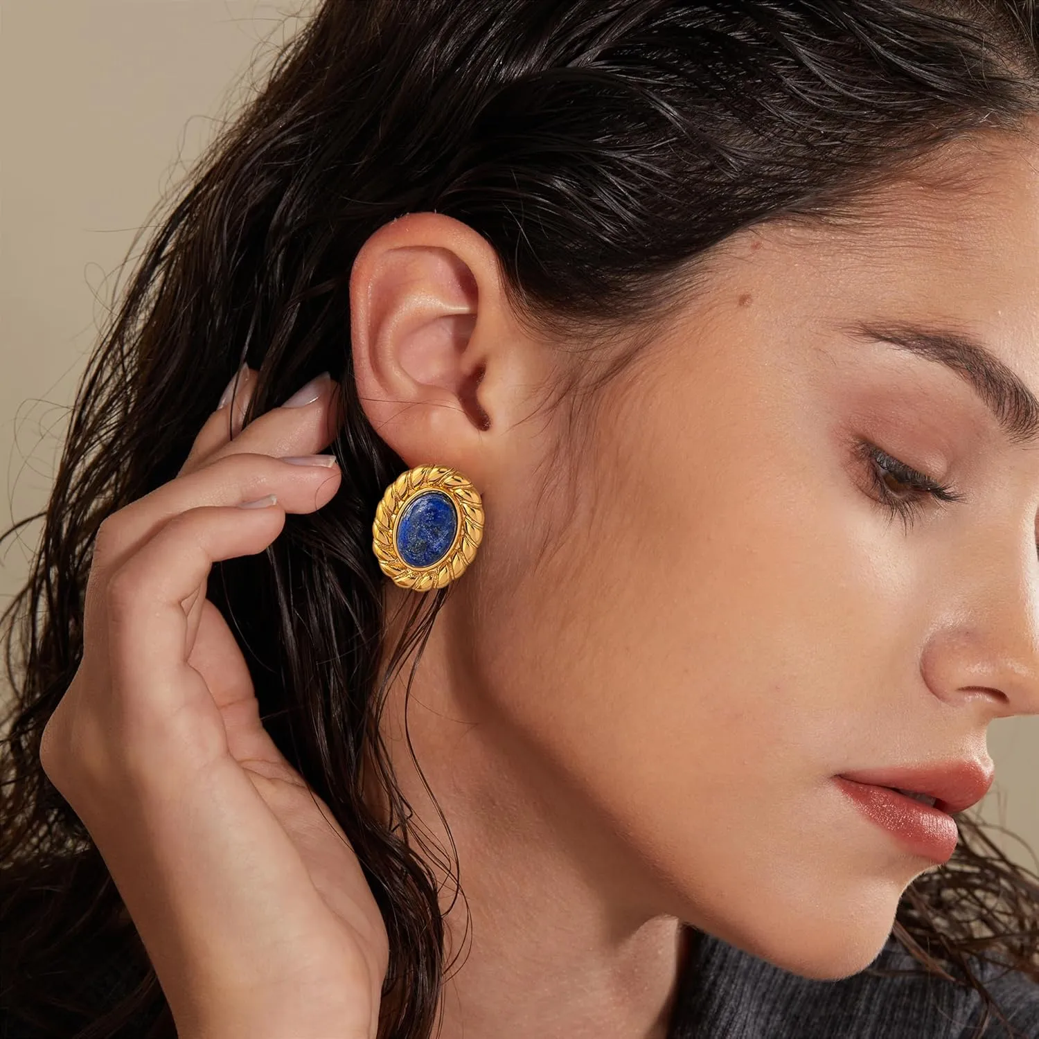 Bohemian Floral Filigree Gold Plated Turquoise Lapis Lazuli Drop Dangle Earrings, 925 Sterling Silver Durable Hook Earrings, Retro Jewelry Gift for Mother Women