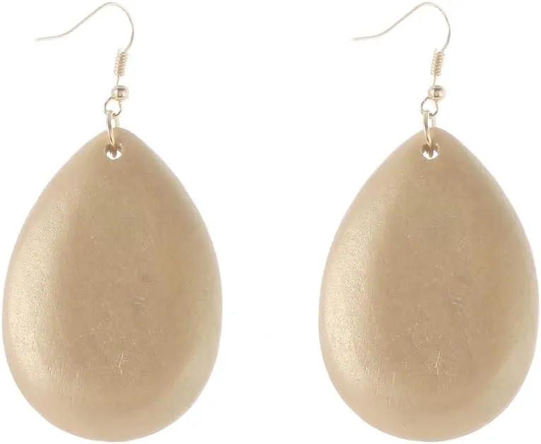 Bohemian Geometric Natural Wooden Earrings Dangle Lightweight Teardrop African Ethnic Statement Drop Earrings for Women