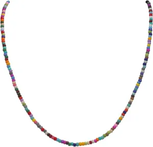 Bohemian Hawaiian Colorful Beaded 14K Gold Plated Cubic Zirconia diamond tennis necklace for Teen Girls Women