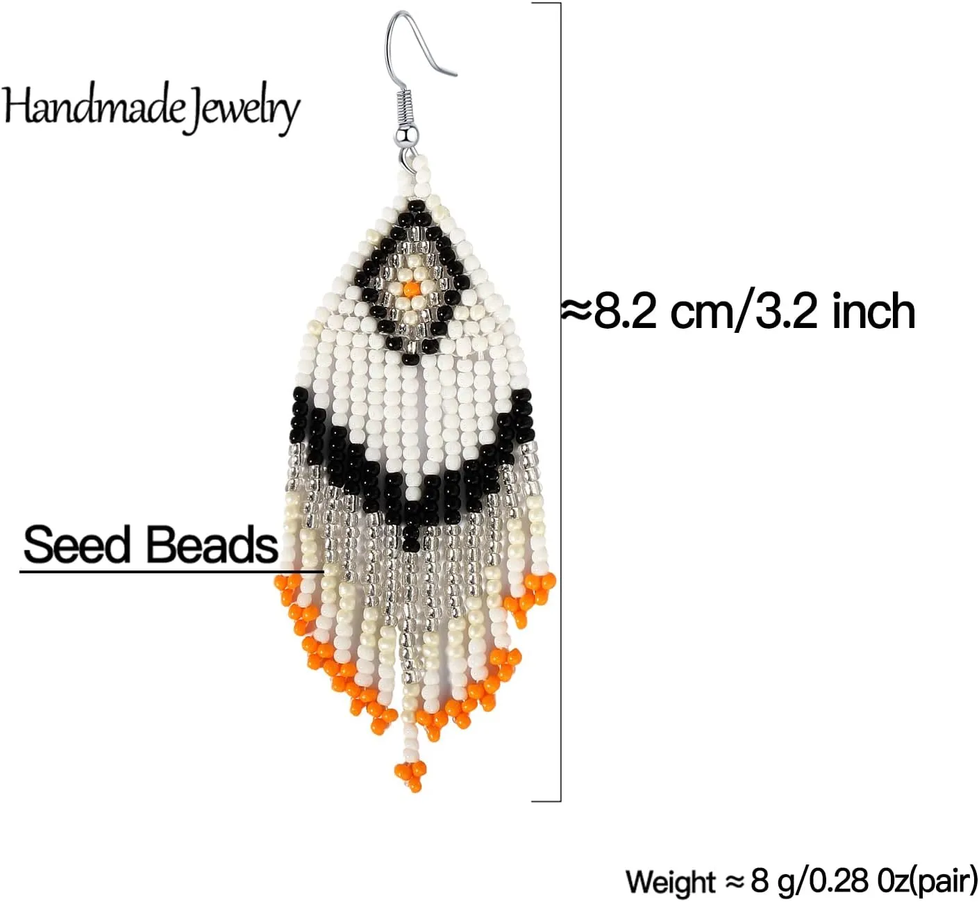 Bohemian Large Long Tassel Beaded Earrings Handmade Boho Native Statement Big Fringe for Women