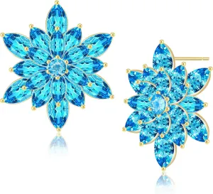 Bohemian Sparkly Crystal Snowflake Flower Lightweight Stud Earrings Simplicity Personalized Floral Dainty Earrings For Women Jewelry Gifts