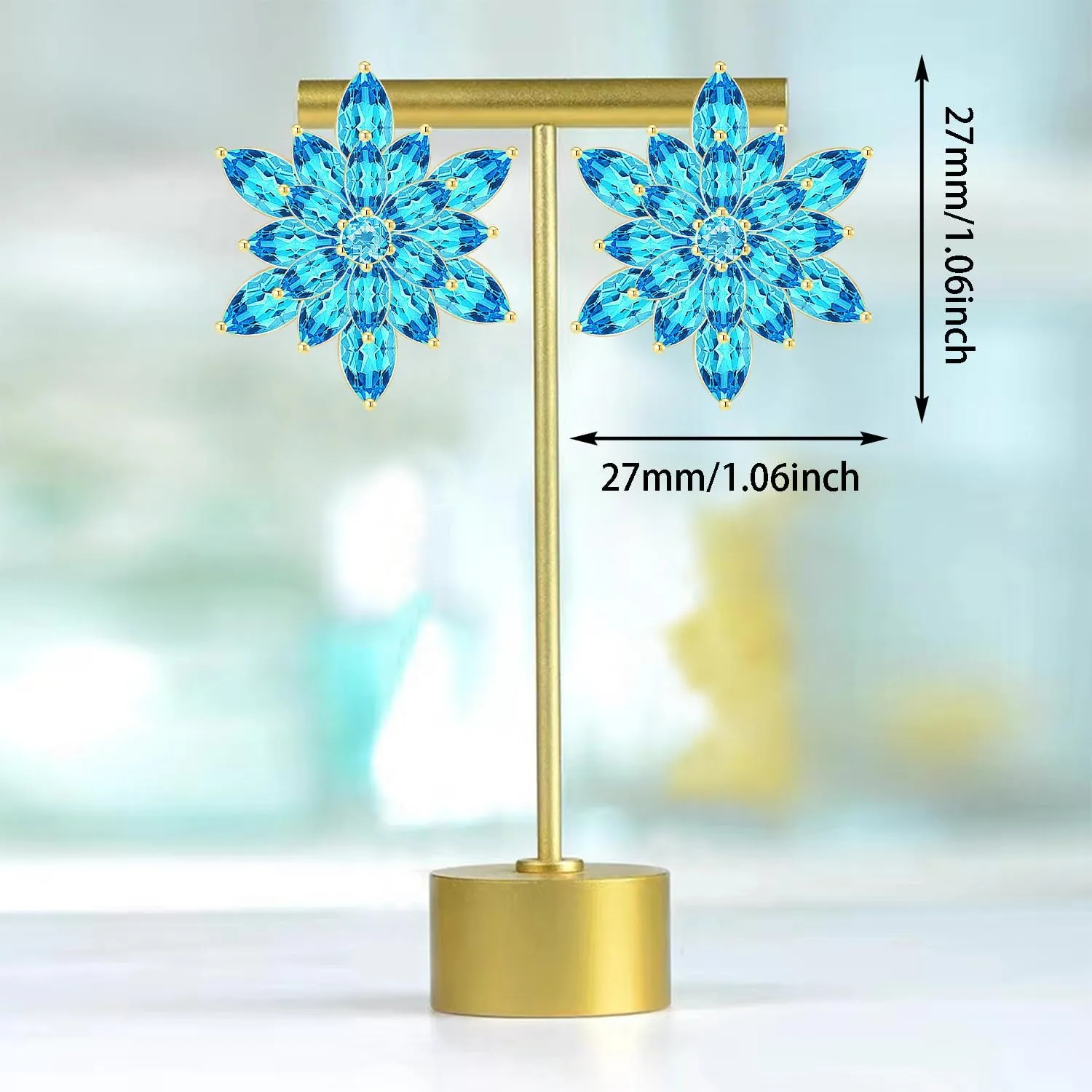Bohemian Sparkly Crystal Snowflake Flower Lightweight Stud Earrings Simplicity Personalized Floral Dainty Earrings For Women Jewelry Gifts