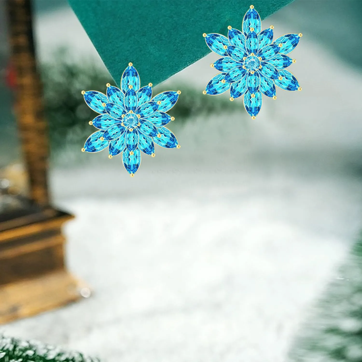 Bohemian Sparkly Crystal Snowflake Flower Lightweight Stud Earrings Simplicity Personalized Floral Dainty Earrings For Women Jewelry Gifts