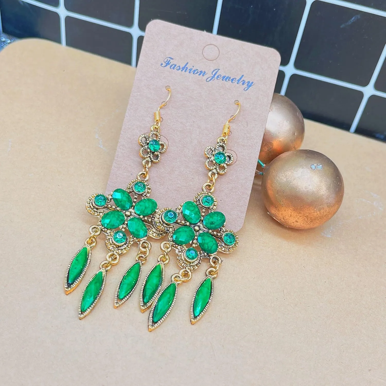 Boho Dangle Earrings for Women, Vintage Statement Bohemian Earrings, National Style Ethnic Earring with Bronze/Royal blue/Red/Royal greeen