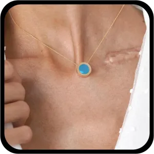 Boho Gemstone Pendant Necklace Round Apatite Necklace Chain Healing Crystal Necklace Choker Gold Blue Stone Necklace Jewelry for Women