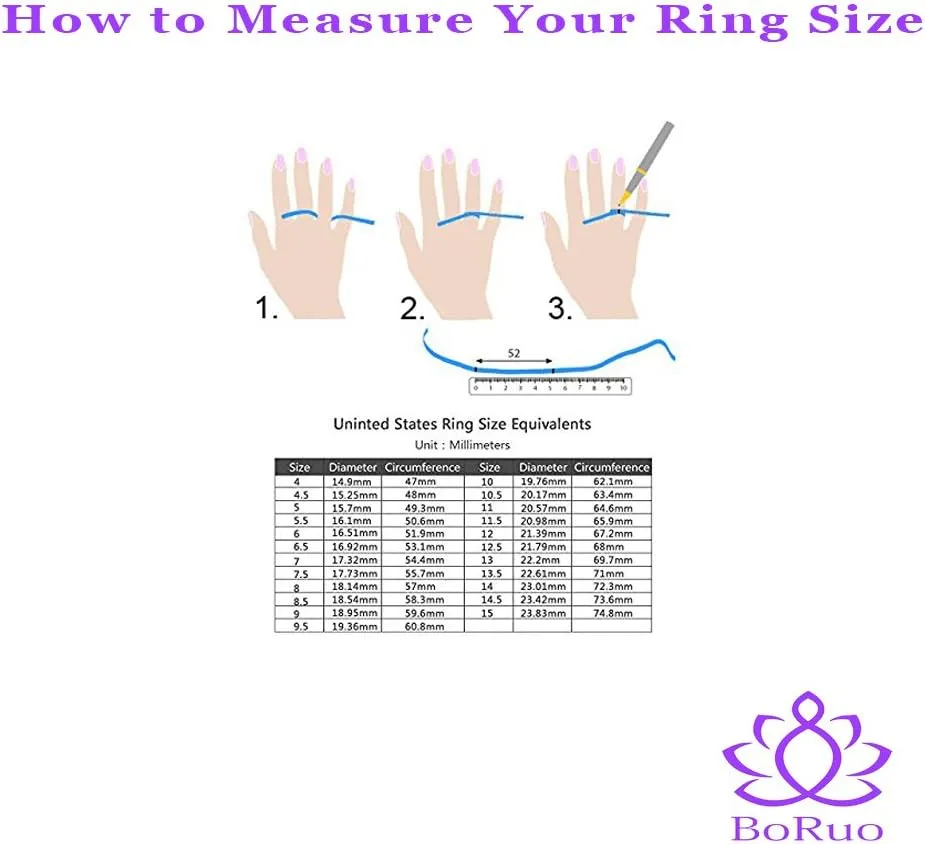 BORUO Sterling Silver Ring - Wedding Bands for Women, Eternity Band, Cubic Zirconia Simulated Diamond Stackable Band for Oura Ring Gen3/4-1.5mm 3mm Band Size 4-12