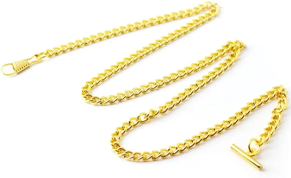 BOSHIYA Pocket Watch Chain T Bar Albert Vest Chain 23 Inch Lobster Buckle Vintage Plated Watch Chains for Men