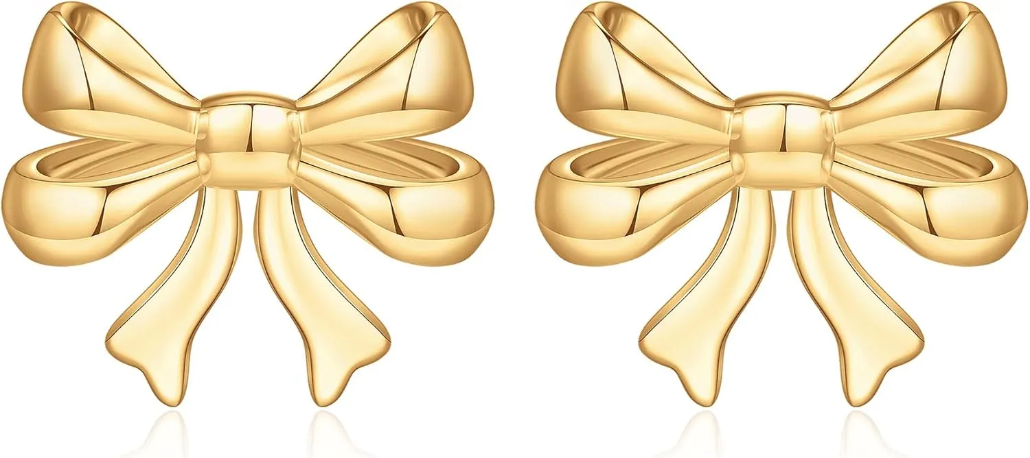 Bow Earrings for Women Teens, 925 Sterling Silver Post Ribbon Knot Stud Earrings CZ Dainty Bow Earring Jewelry Gifts for Women