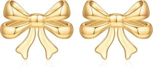 Bow Earrings for Women Teens, 925 Sterling Silver Post Ribbon Knot Stud Earrings CZ Dainty Bow Earring Jewelry Gifts for Women