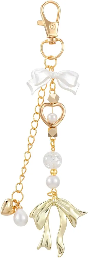 Bow Keychain Purse Charms for Handbags Gold Cute Aesthetic Bag Charms