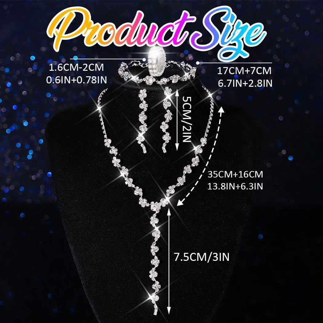 Bridal Jewelry Set Rhinestone Necklace Earring Sets Formal Dresses Prom Jewelry Set for Women