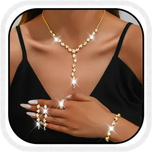 Bridal Jewelry Set Rhinestone Necklace Earring Sets Formal Dresses Prom Jewelry Set for Women
