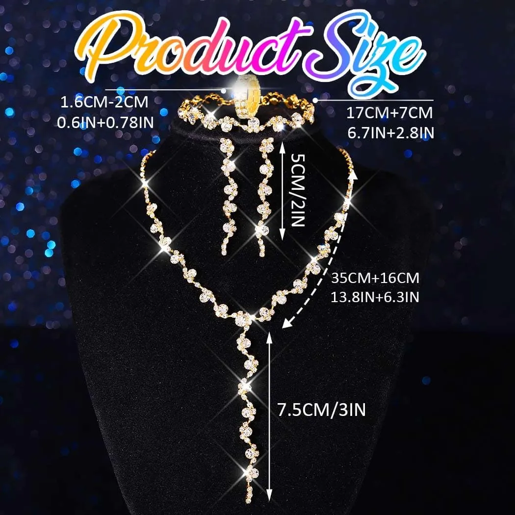 Bridal Jewelry Set Rhinestone Necklace Earring Sets Formal Dresses Prom Jewelry Set for Women