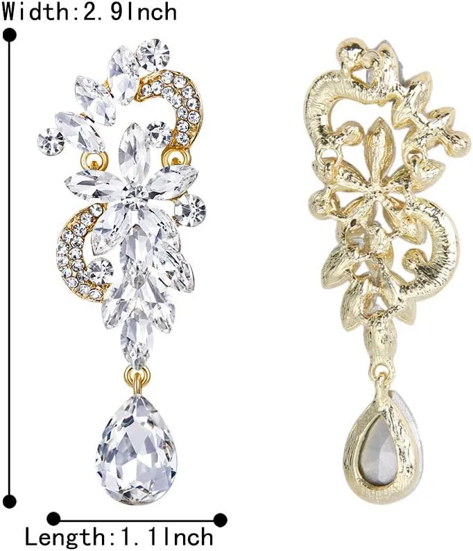 BriLove Women's Bohemian Boho Crystal Flower Wedding Bridal Chandelier Teardrop Bling Dangle Earrings