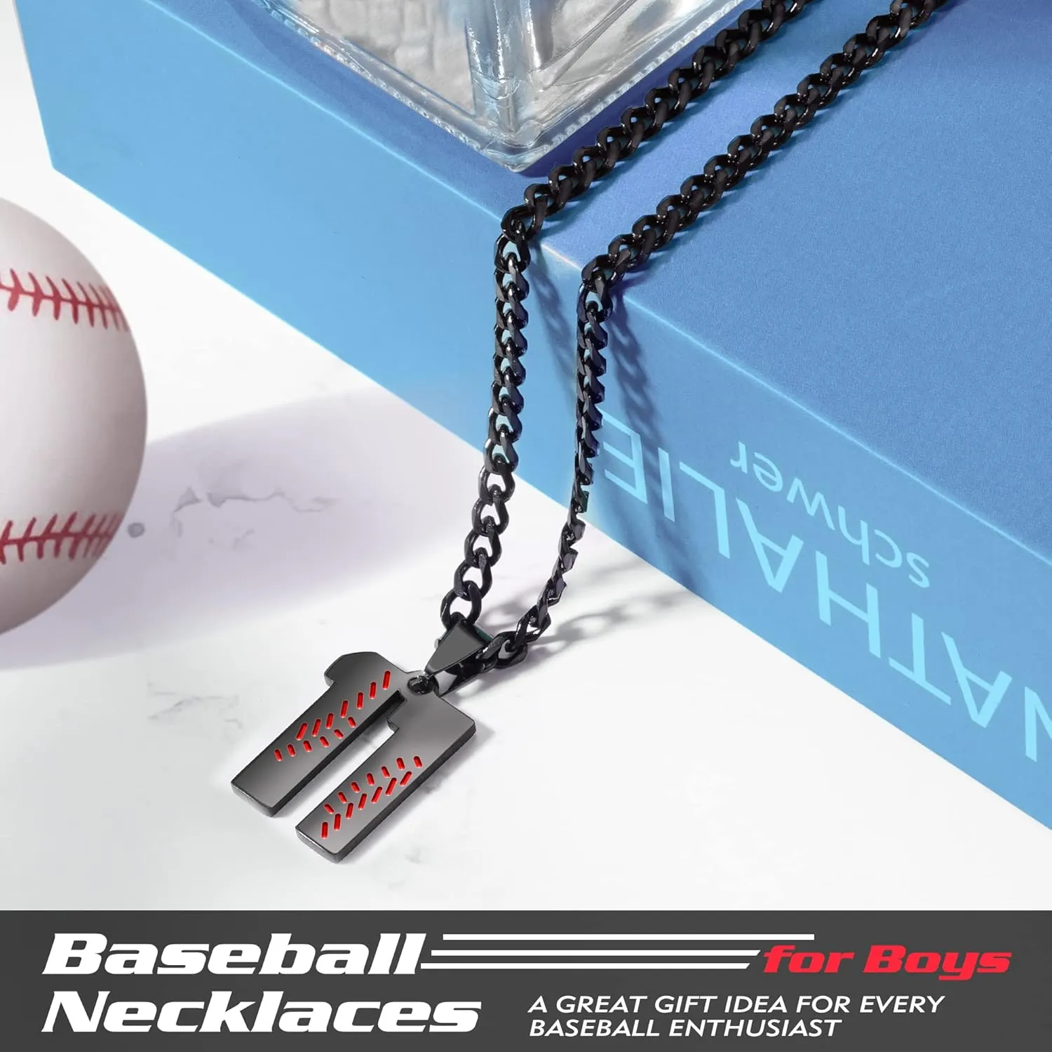 Btysun Baseball Necklaces Baseball Jersey Number 0-99 Charms Pendant Stainless Steel Necklace for Men Baseball Gifts Dad Husband Christmas Gift for Him Mens Jewelry