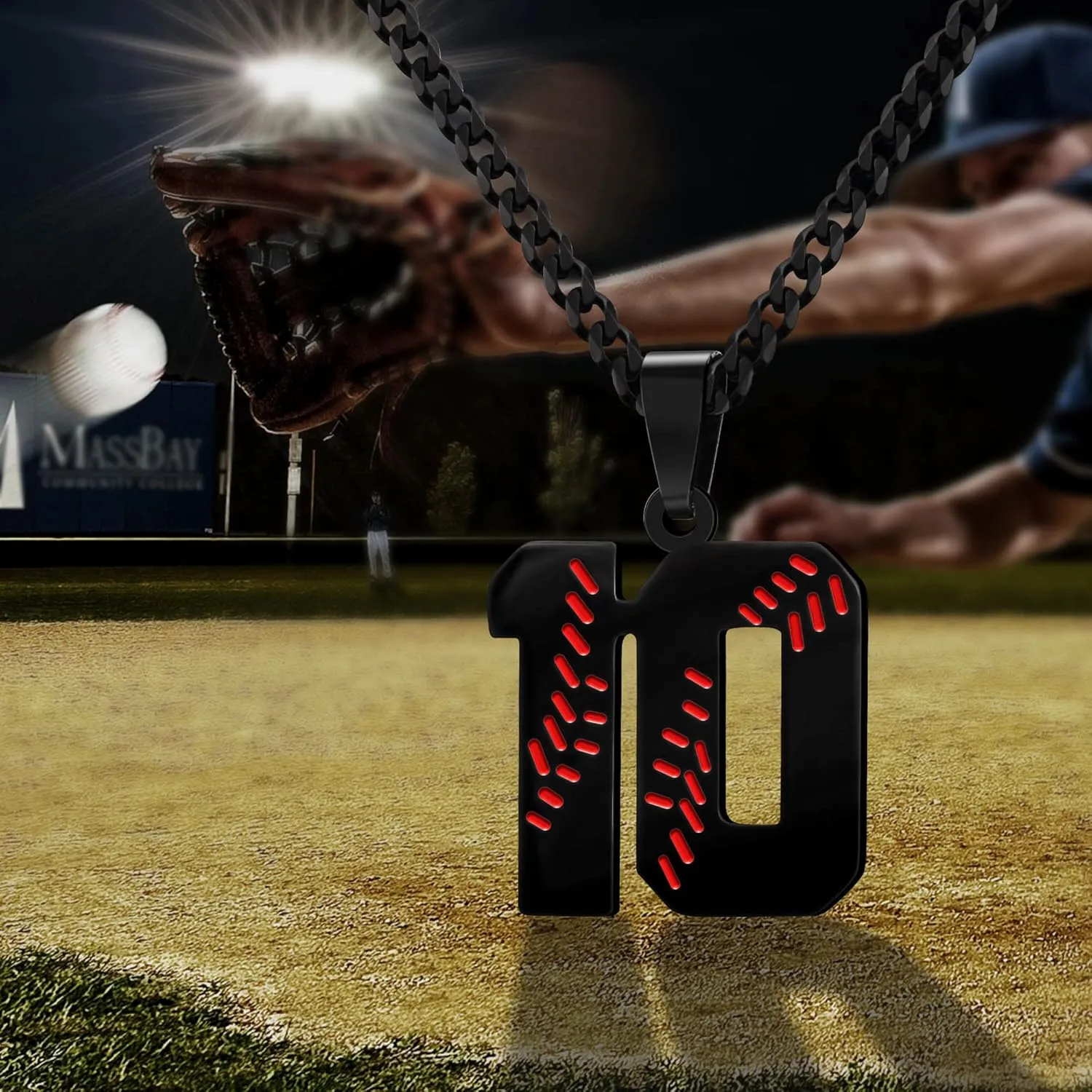 Btysun Baseball Necklaces Baseball Jersey Number 0-99 Charms Pendant Stainless Steel Necklace for Men Baseball Gifts Dad Husband Christmas Gift for Him Mens Jewelry