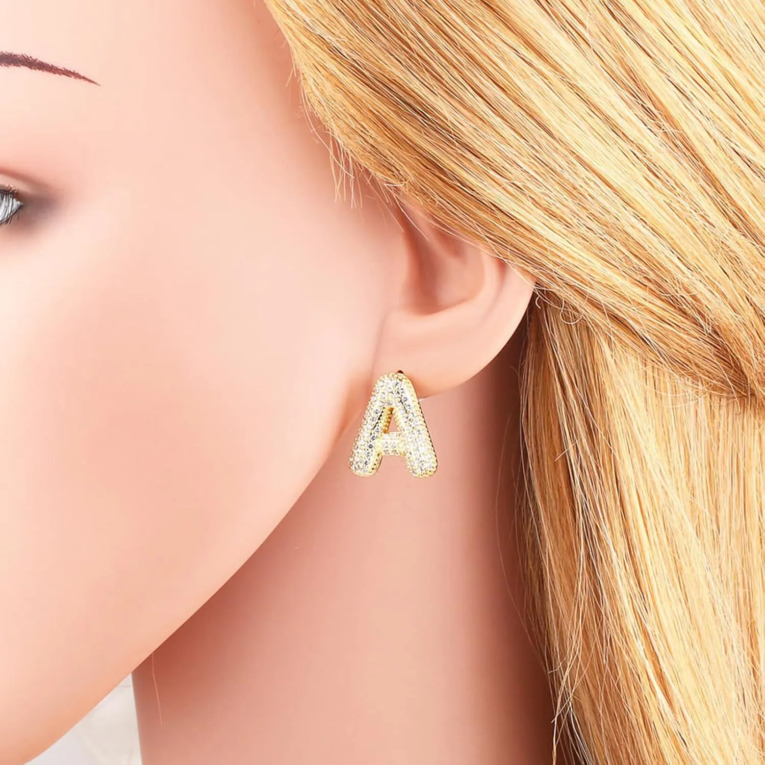 Bubble Initial Earrings for Women, Dainty Balloon Letter Earring Charm 14K Gold Plated Puffy Name Personalized A-Z Alphabet Statement Jewelry