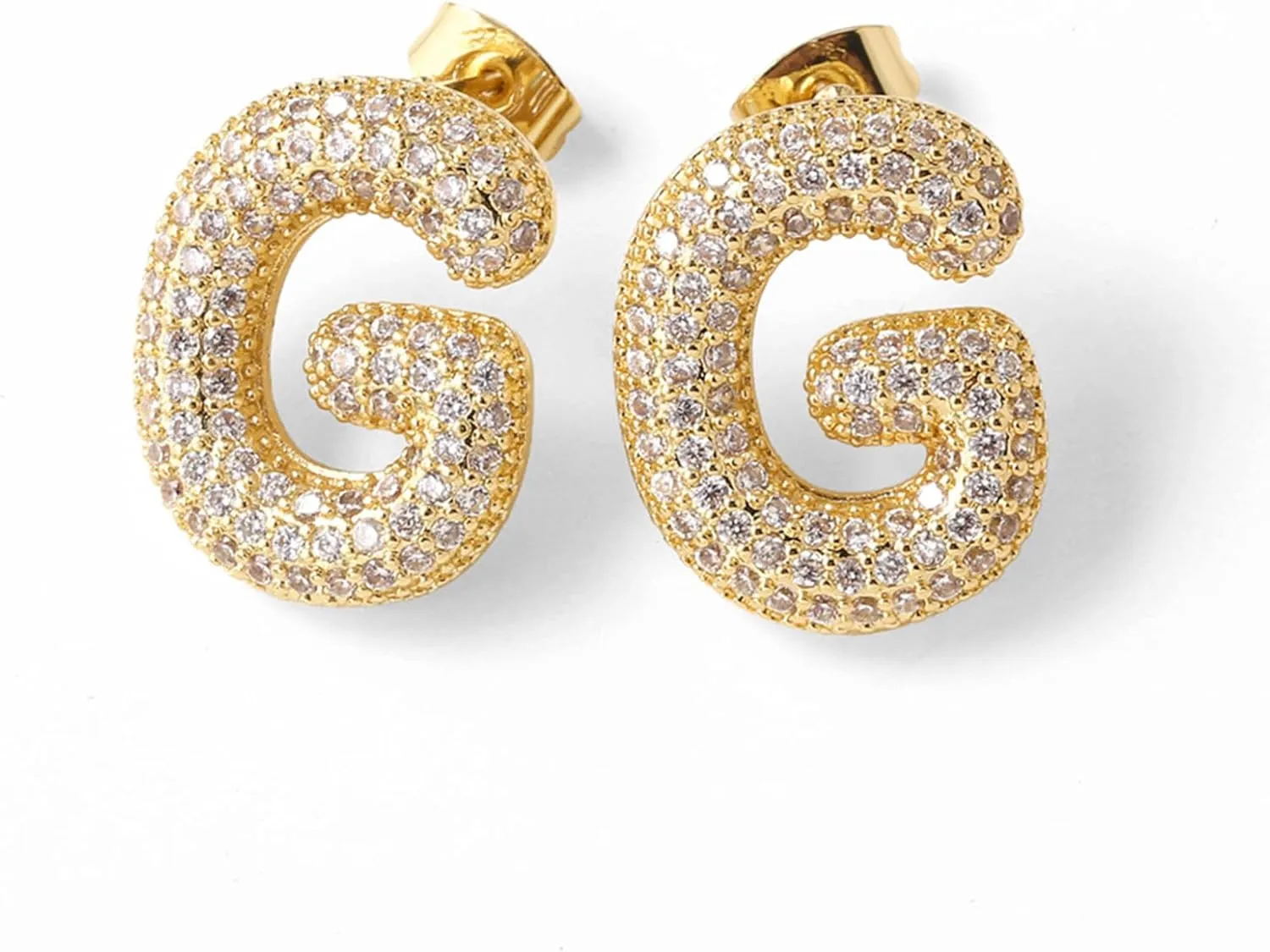 Bubble Initial Earrings for Women, Dainty Balloon Letter Earring Charm 14K Gold Plated Puffy Name Personalized A-Z Alphabet Statement Jewelry