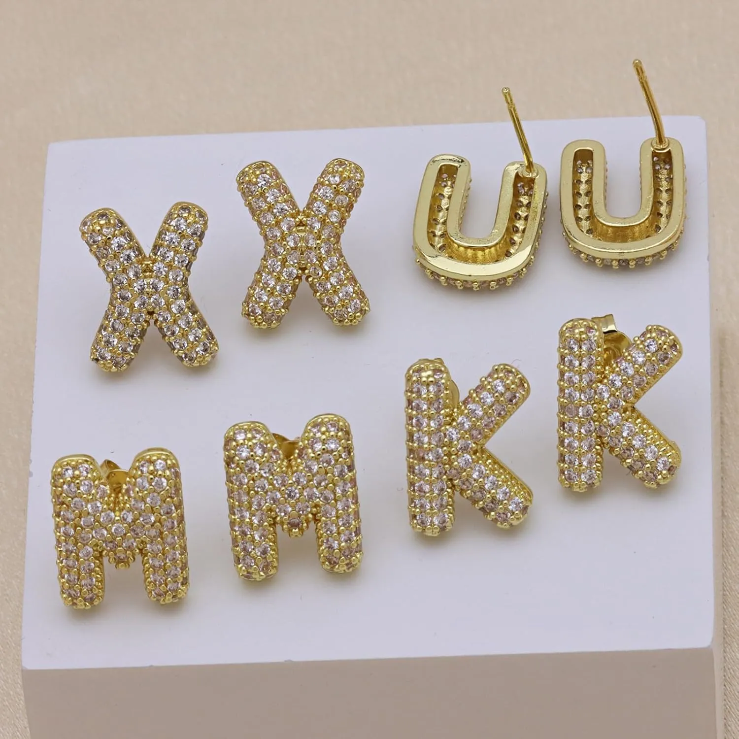 Bubble Initial Earrings for Women, Dainty Balloon Letter Earring Charm 14K Gold Plated Puffy Name Personalized A-Z Alphabet Statement Jewelry